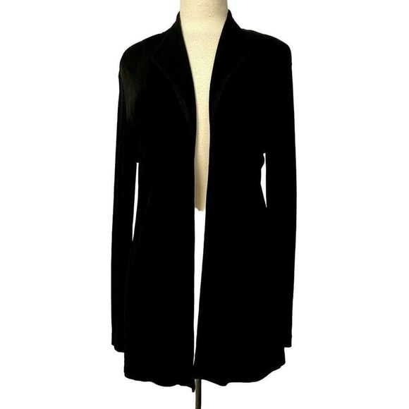 Chico''s Black Slinky Open Front Long Sleeve Cardi Jacket 3/4 Length Sz 1 S/M - Picture 5 of 6
